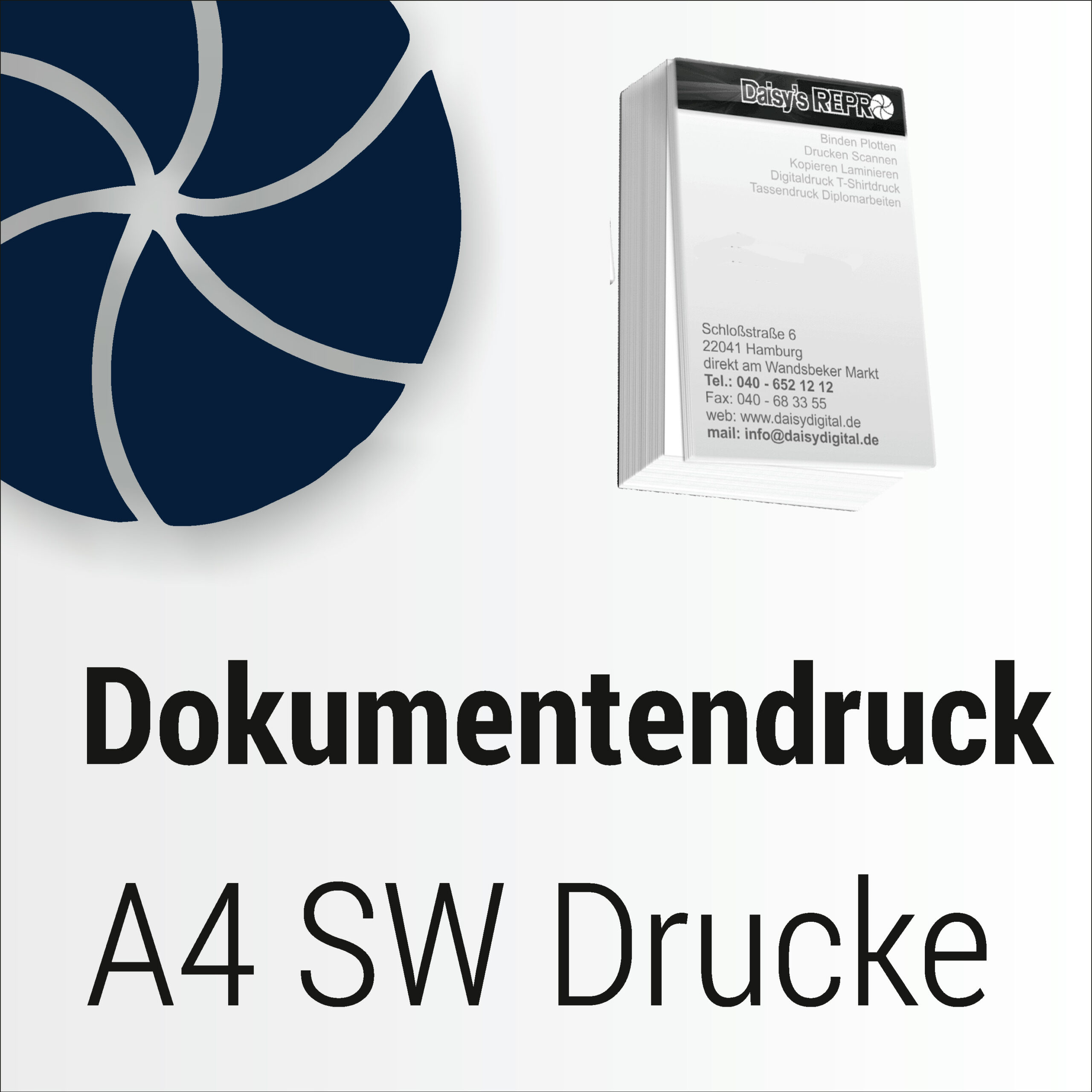 Dokumentdruck in SW / Graustufen A5, A4, A3